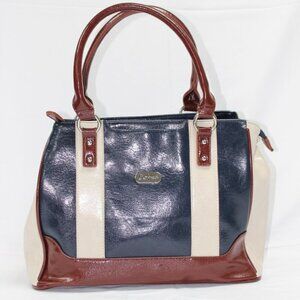 B. Amici Sydney Tricolor Satchel Bag Navy Brown Cream